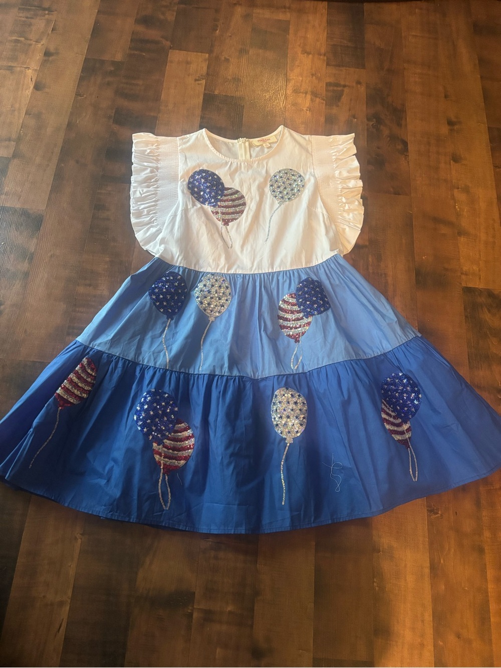 Peach Love American Sequin Balloon Dress July Patriotic